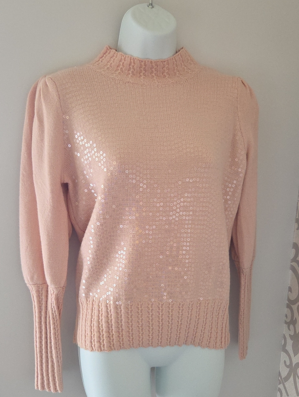 Peach Sequin Knit Sweater - Women